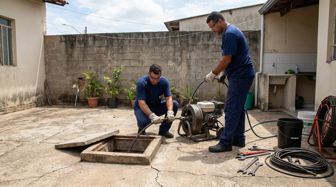 Desentupimento de esgoto residencial em Tatuapé‑SP