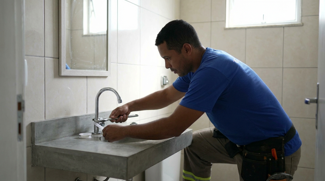 Encanador instalando torneira em Tatuapé‑SP